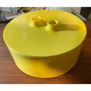 Massimo Vignelli Heller Yellow Bowl with Lid Italy 60s Mid Century Modern